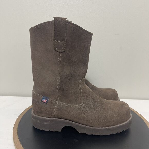 Polo Jeans Wellington Pull On Boots Mens 8 D Work Western Brown Suede Leather - Picture 1 of 14